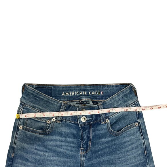 American Eagle Women’s Flare Jeans Blue Denim Stretch Mid Rise Classic Size 00 - Picture 4 of 15